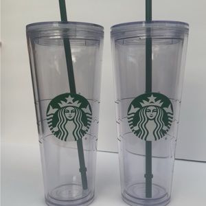 Starbucks 2 Logo Plastic Cold Cups 24 fl oz